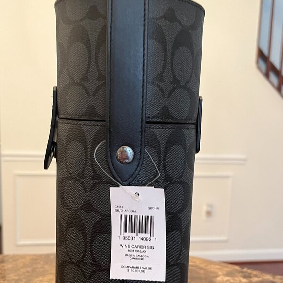 Coach C1504 Wine Carrier in Gunmetal/Charcoal Signature Canvas - Picture 5 of 9